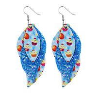 1 Pair Fashion Rabbit Leaf Pu Leather Sequins Easter Women's Drop Earrings sku image 2