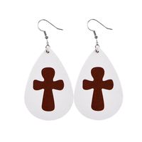 1 Paire Mode Lapin Traverser Les Gouttelettes D'eau Faux Cuir Patchwork Pâques Femmes Boucles D'oreilles sku image 4