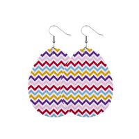 1 Pair Fashion Stripe Water Droplets Waves Pu Leather Patchwork Easter Women's Drop Earrings main image 5