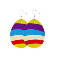1 Pair Fashion Stripe Water Droplets Waves Pu Leather Patchwork Easter Women's Drop Earrings sku image 1