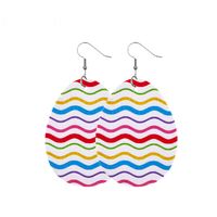 1 Pair Fashion Stripe Water Droplets Waves Pu Leather Patchwork Easter Women's Drop Earrings sku image 5