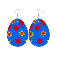 1 Paire Rétro Lapin Les Gouttelettes D'eau Œuf Faux Cuir Patchwork Pâques Femmes Boucles D'oreilles sku image 6