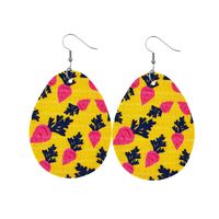 1 Pair Retro Rabbit Water Droplets Egg Pu Leather Patchwork Easter Women's Drop Earrings sku image 14