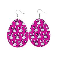 1 Pair Retro Rabbit Water Droplets Egg Pu Leather Patchwork Easter Women's Drop Earrings sku image 8