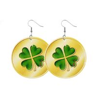 1 Pair Fashion Shamrock Water Droplets Pu Leather St. Patrick Women's Drop Earrings sku image 1