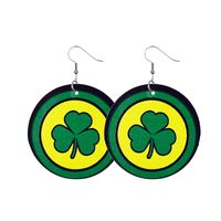 1 Pair Fashion Shamrock Water Droplets Pu Leather St. Patrick Women's Drop Earrings main image 6