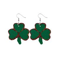 1 Pair Fashion Shamrock Water Droplets Pu Leather St. Patrick Women's Drop Earrings sku image 7