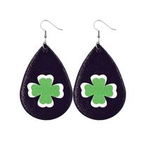 1 Pair Fashion Shamrock Water Droplets Pu Leather St. Patrick Women's Drop Earrings sku image 19