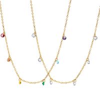 Stainless Steel Gold Plated Fashion Plating Inlay Colorful Zircon Necklace main image 1