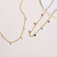 Stainless Steel Gold Plated Fashion Plating Inlay Colorful Zircon Necklace main image 3