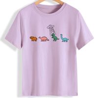 Women's T-shirt Short Sleeve T-shirts Printing Casual Cartoon Dinosaur main image 3
