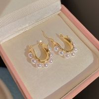 1 Pair Fashion Star Flower Imitation Pearl Alloy Inlay Rhinestones Women's Earrings sku image 12
