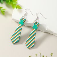 1 Pair Casual Shamrock Stripe Tie Back Arylic St. Patrick Women's Drop Earrings main image 6