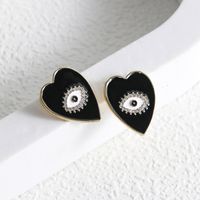 1 Pair Fashion Heart Shape Eye Alloy Enamel Plating Inlay Rhinestones Women's Ear Studs main image 6