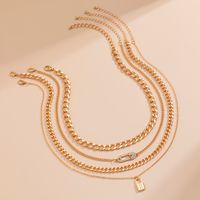 Wholesale Jewelry Fashion Number Lock Alloy Iron Rhinestones Hollow Out Inlay Necklace main image 4
