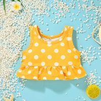 Simple Style Round Dots Leaves Printing Polyester Girls Clothing Sets main image 3