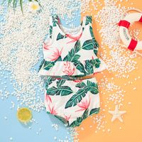 Simple Style Round Dots Leaves Printing Polyester Girls Clothing Sets sku image 17