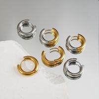 1 Pair Fashion Geometric Titanium Steel Hoop Earrings main image 4