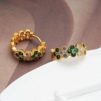 1 Pair Fashion Four Leaf Clover Copper Plating Rhinestones Earrings main image 5