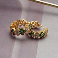 1 Pair Fashion Four Leaf Clover Copper Plating Rhinestones Earrings sku image 1