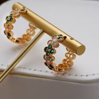1 Pair Fashion Four Leaf Clover Copper Plating Rhinestones Earrings main image 3