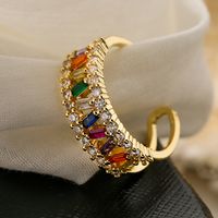 1 Piece Fashion Round Copper Plating Inlay Pearl Zircon Open Ring sku image 2