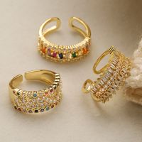 1 Piece Fashion Round Copper Plating Inlay Pearl Zircon Open Ring main image 1