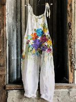 Women's Daily Fashion Flower Full Length Embroidery Printing Jumpsuits main image 5