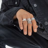 1 Set Fashion Solid Color Alloy Plating Men's Rings main image 1