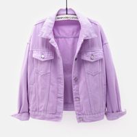 Women's Fashion Solid Color Washed Button Single Breasted Coat Denim Jacket main image 4