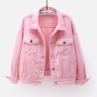 Women's Fashion Solid Color Washed Button Single Breasted Coat Denim Jacket main image 6