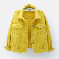 Women's Fashion Solid Color Washed Button Single Breasted Coat Denim Jacket main image 3