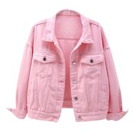 Women's Fashion Solid Color Washed Button Single Breasted Coat Denim Jacket main image 2