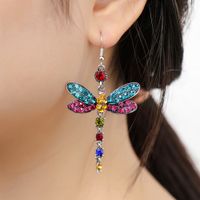 1 Pair Retro Dragonfly Alloy Inlay Rhinestones Women's Drop Earrings main image 1