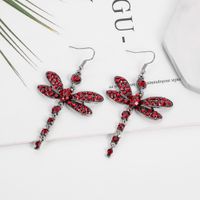 1 Pair Retro Dragonfly Alloy Inlay Rhinestones Women's Drop Earrings main image 5
