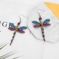 1 Pair Retro Dragonfly Alloy Inlay Rhinestones Women's Drop Earrings main image 3