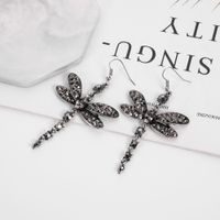 1 Pair Retro Dragonfly Alloy Inlay Rhinestones Women's Drop Earrings sku image 4