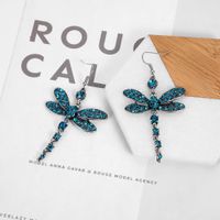 1 Pair Retro Dragonfly Alloy Inlay Rhinestones Women's Drop Earrings sku image 1