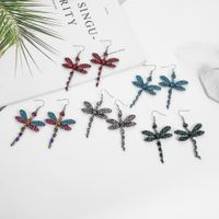 1 Pair Retro Dragonfly Alloy Inlay Rhinestones Women's Drop Earrings main image 2
