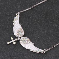 1 Piece Fashion Cross Wings Alloy Inlay Artificial Gemstones Women's Necklace main image 5