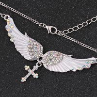 1 Piece Fashion Cross Wings Alloy Inlay Artificial Gemstones Women's Necklace main image 4