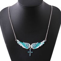 1 Piece Fashion Cross Wings Alloy Inlay Artificial Gemstones Women's Necklace main image 2