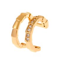 1 Piece Fashion C Shape Inlay Copper Artificial Diamond 14k Gold Plated Ear Clips sku image 1