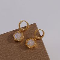 1 Pair Retro Sweet Geometric Inlay Copper Artificial Crystal 18K Gold Plated Drop Earrings main image 7