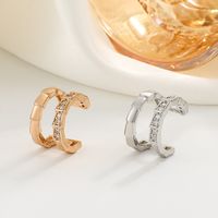 1 Piece Fashion C Shape Inlay Copper Artificial Diamond 14k Gold Plated Ear Clips main image 5