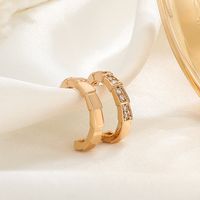 1 Piece Fashion C Shape Inlay Copper Artificial Diamond 14k Gold Plated Ear Clips main image 3