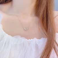Fashion Simple Style Angel Wings Heart Shape Copper Plating Inlaid Zircon Zircon Pendant Necklace main image 5