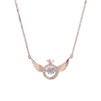 Fashion Simple Style Angel Wings Heart Shape Copper Plating Inlaid Zircon Zircon Pendant Necklace sku image 2