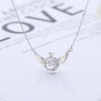 Fashion Simple Style Angel Wings Heart Shape Copper Plating Inlaid Zircon Zircon Pendant Necklace sku image 3