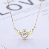 Fashion Simple Style Angel Wings Heart Shape Copper Plating Inlaid Zircon Zircon Pendant Necklace main image 1